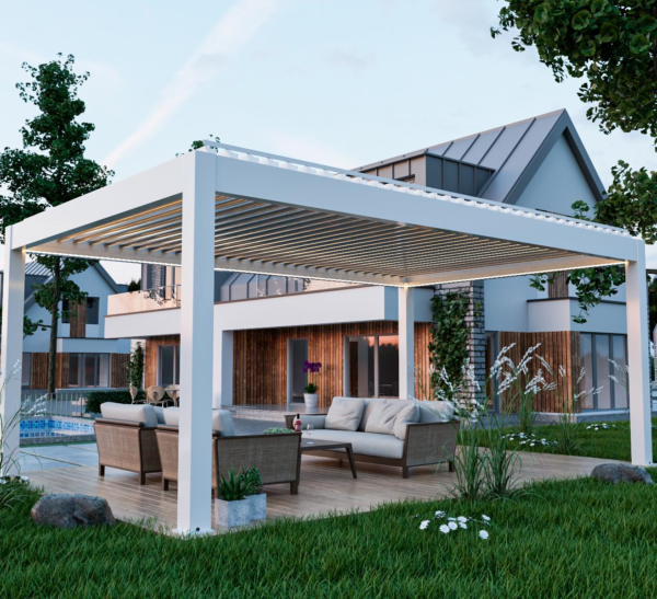 4 Luxury Modern Motorized Aluminium Pergola - All-Weather Outdoor Living Solution