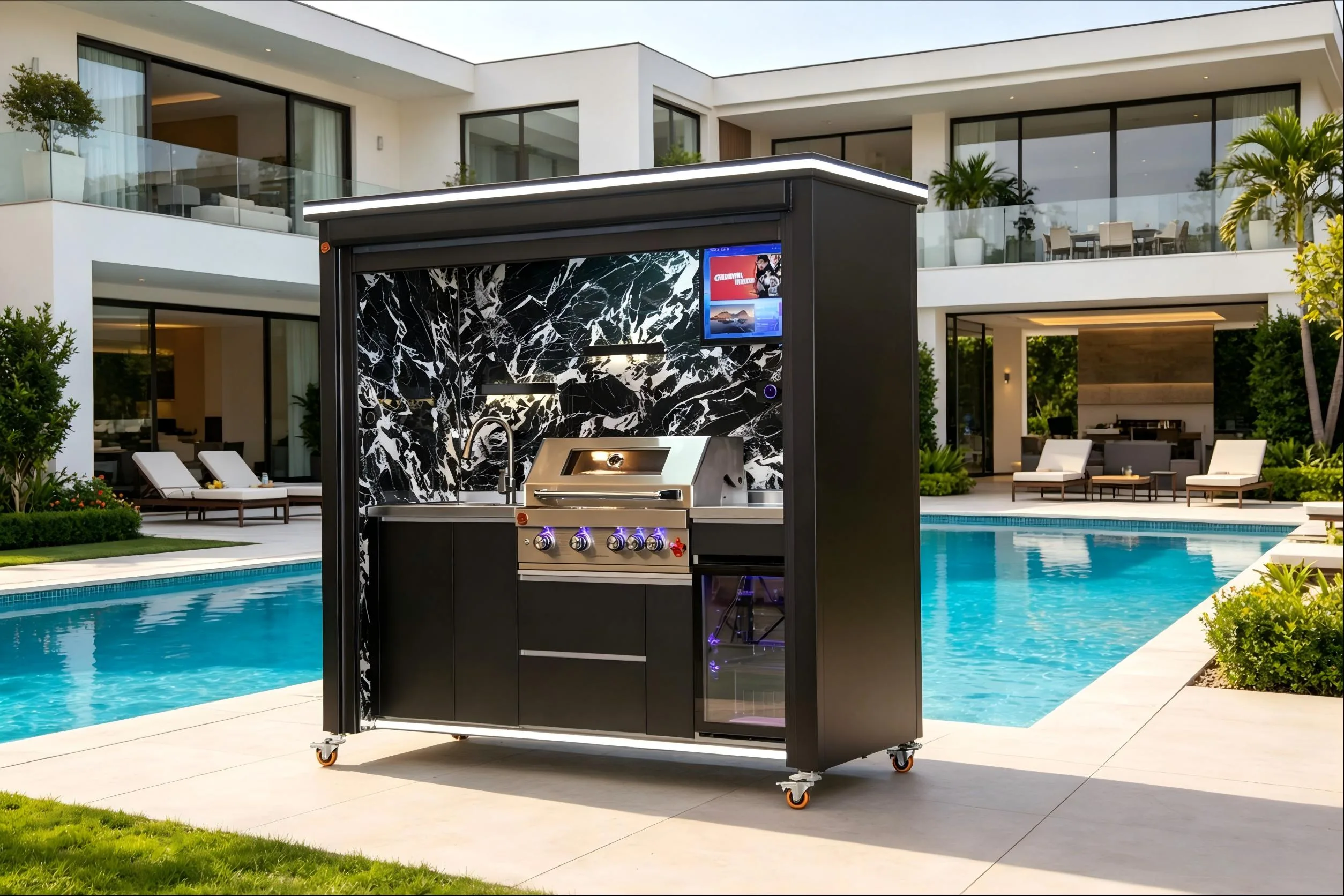 Deluxe Model Outdoor Kitchen with Rolling Shutter Door (CB+NBM)2