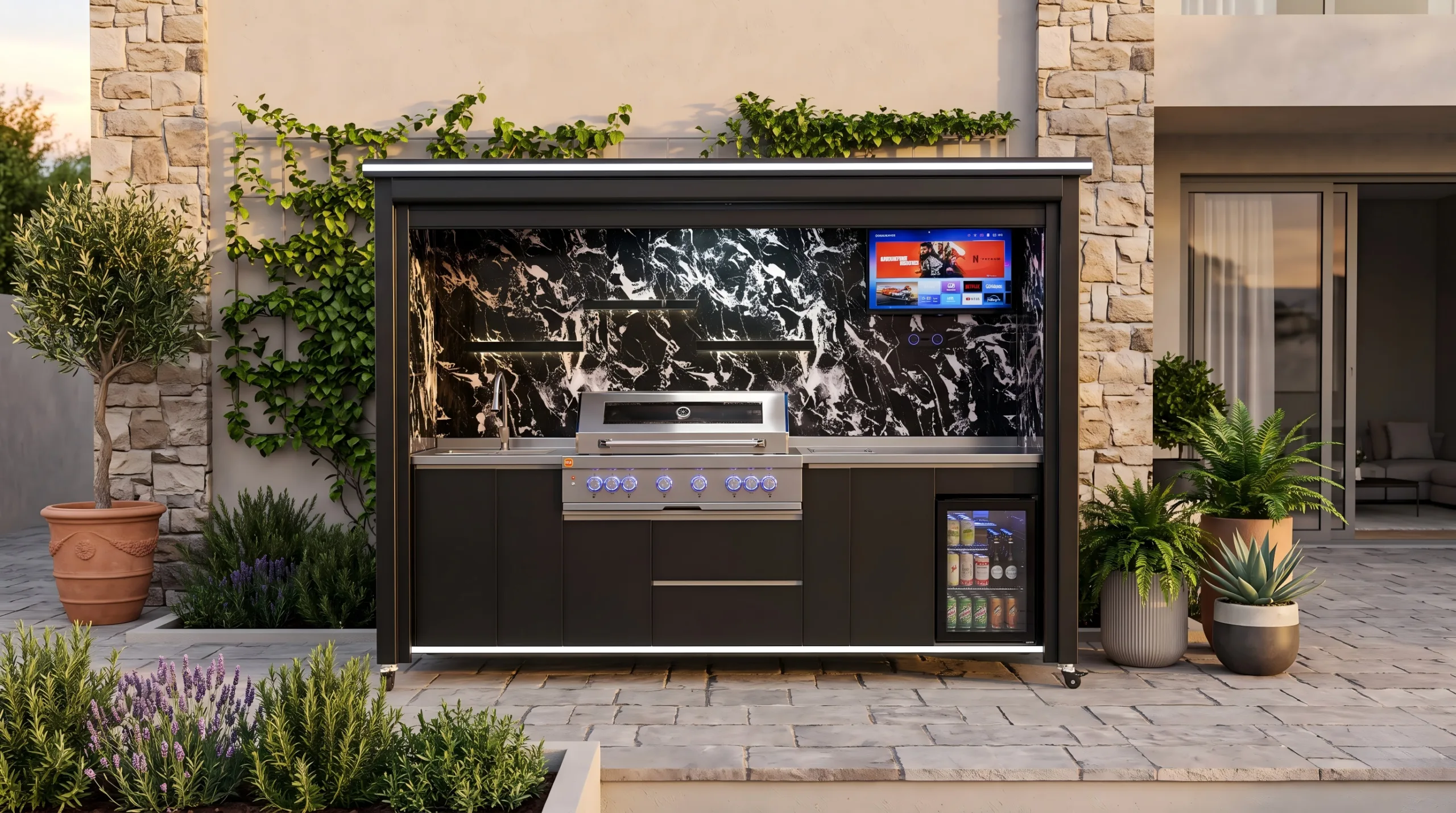 Luxury Model Outdoor Kitchen with Rolling Shutter Door (CB+NBM)1