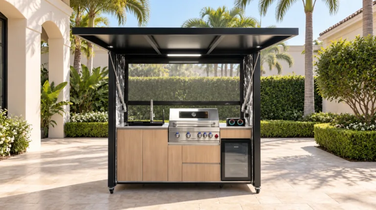 Complete open META LIFESTYLE outdoor kitchen in an HOA-style planned community courtyard