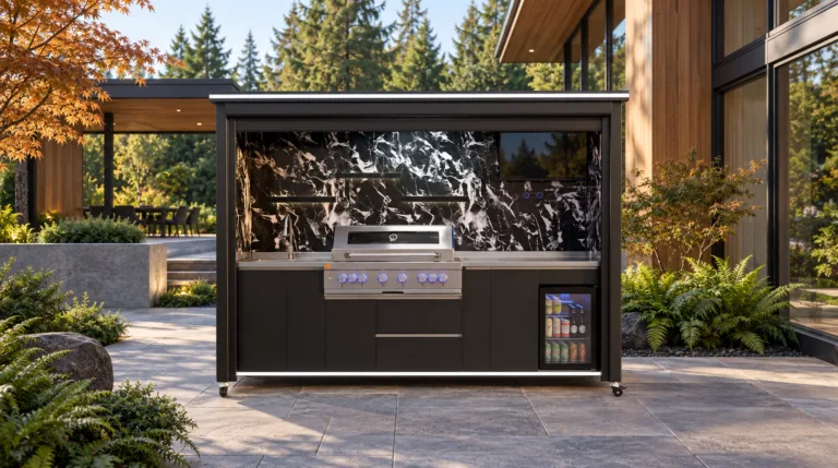 META LIFESTYLE outdoor kitchen in a clean Pacific Northwest courtyard