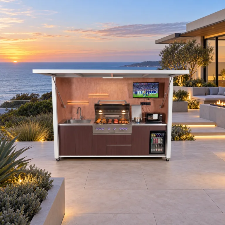 META LIFESTYLE outdoor kitchen positioned on an open coastal patio
