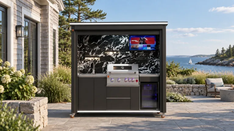 META LIFESTYLE outdoor kitchen at a luxury coastal Maine vacation home